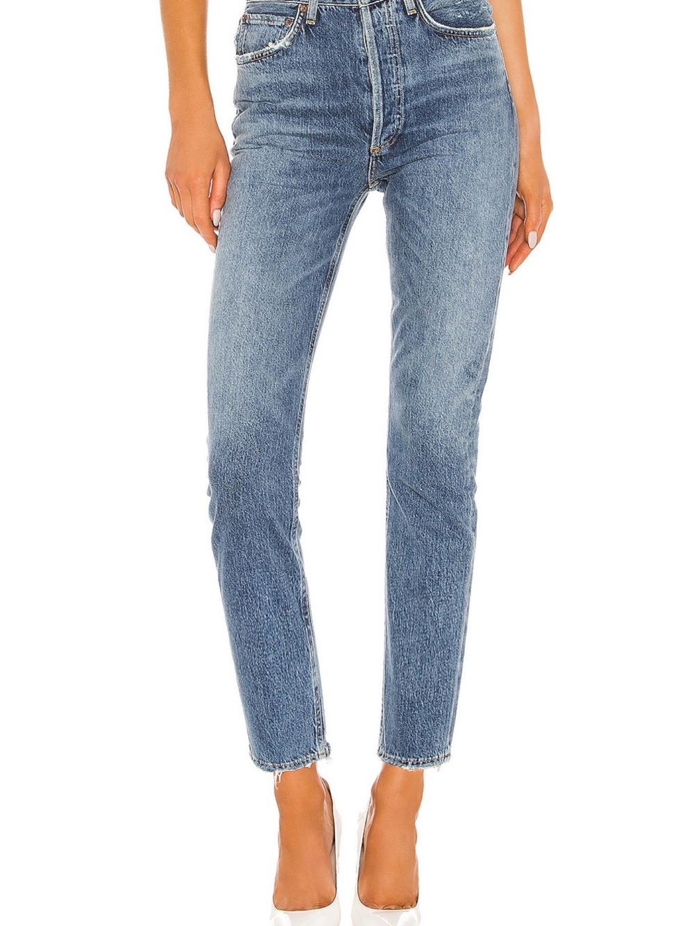 Agolde Women's Relaxed Blue Button-Fly Jeans